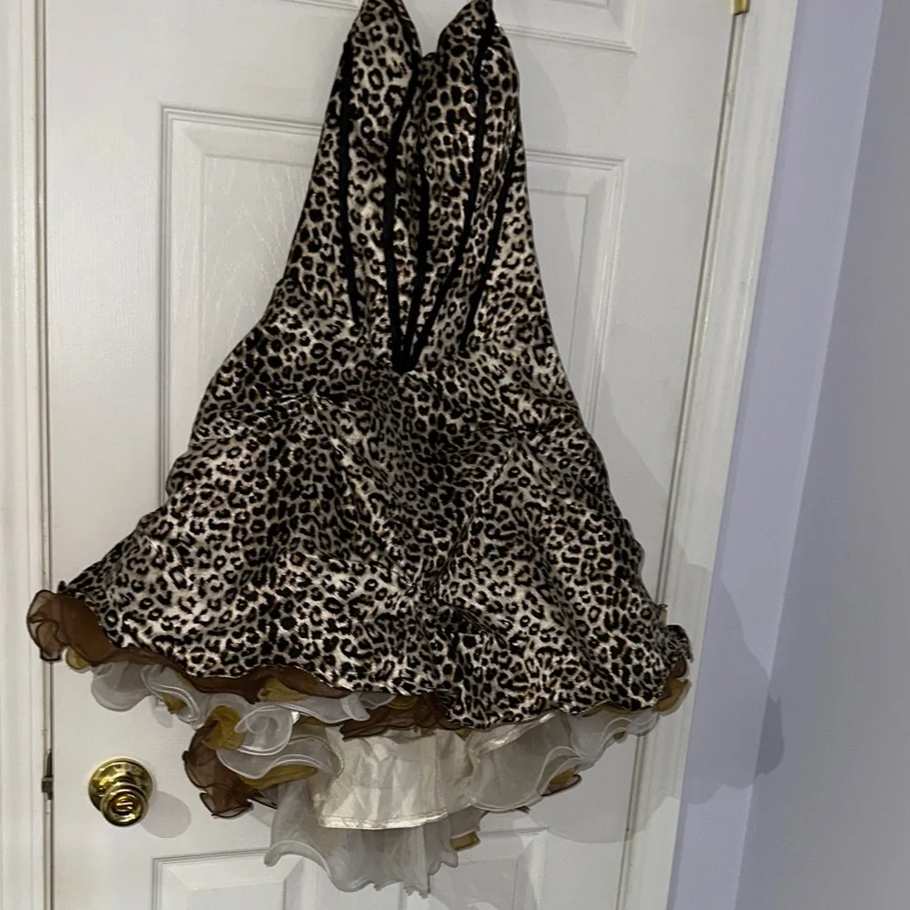 Leopard Print Halter corset Dress with Ruffled tutu Skirt (Padded bra) - Picture 14 of 15